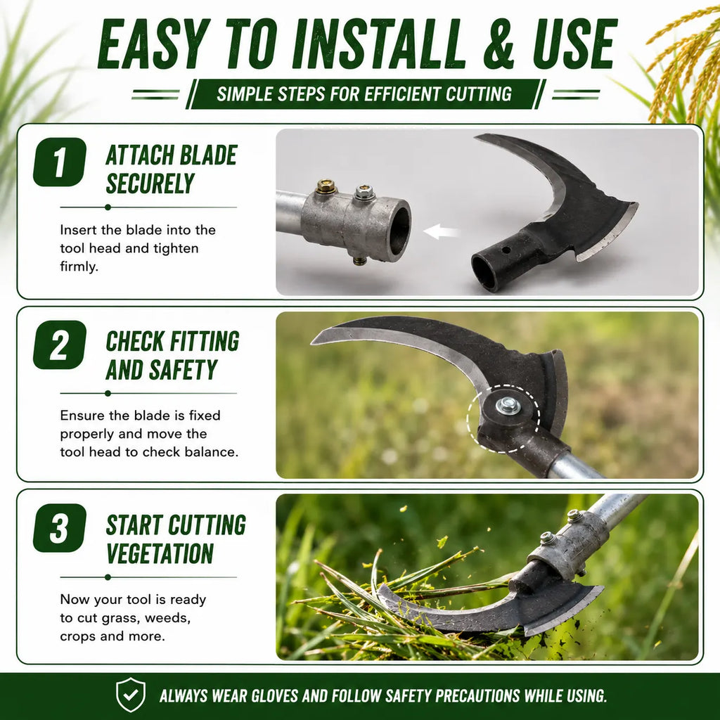 High Manganese Steel Double Scythe – Heavy-Duty Grass Sickle for Farming & Gardening