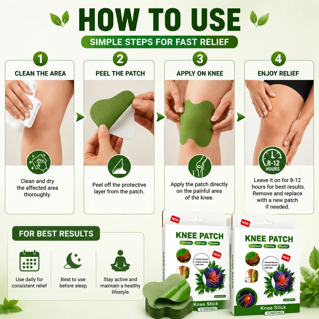 (20 Patches) Knee Patch Pain Relief Heat Patches – Herbal Knee Patches for Muscle & Joint Comfort