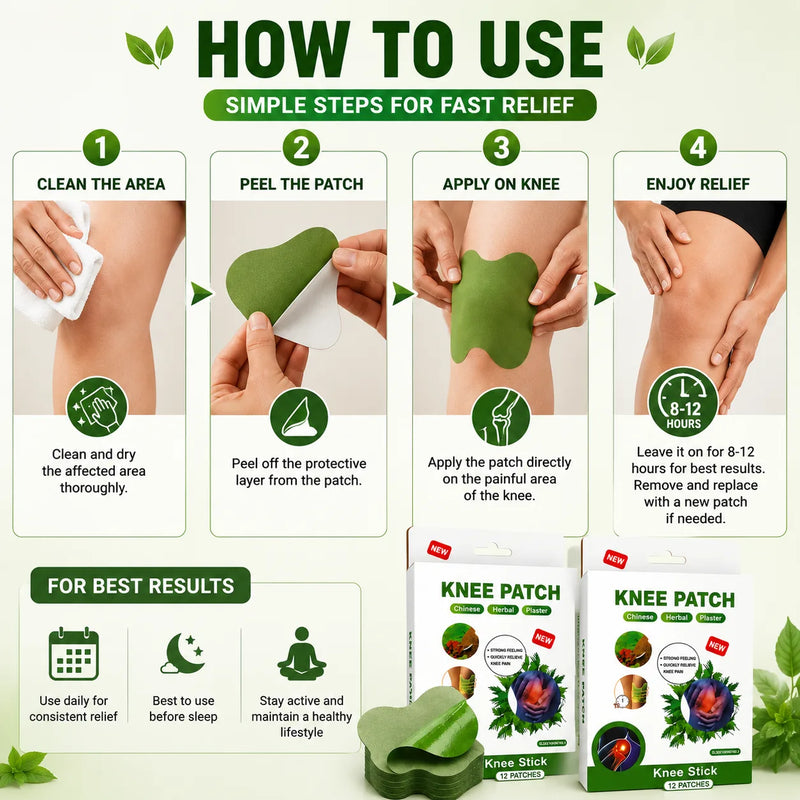 (20 Patches) Knee Patch Pain Relief Heat Patches – Herbal Knee Patches for Muscle & Joint Comfort