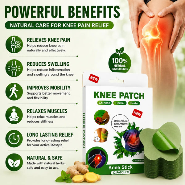 (20 Patches) Knee Patch Pain Relief Heat Patches – Herbal Knee Patches for Muscle & Joint Comfort