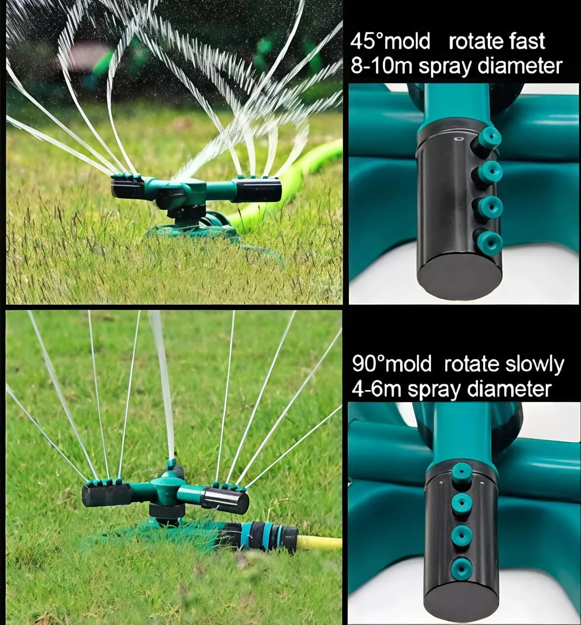 Lawn Water Sprinkler system (360° Rotating) – 3-Arm Adjustable Garden Sprinkler for Large Area Coverage