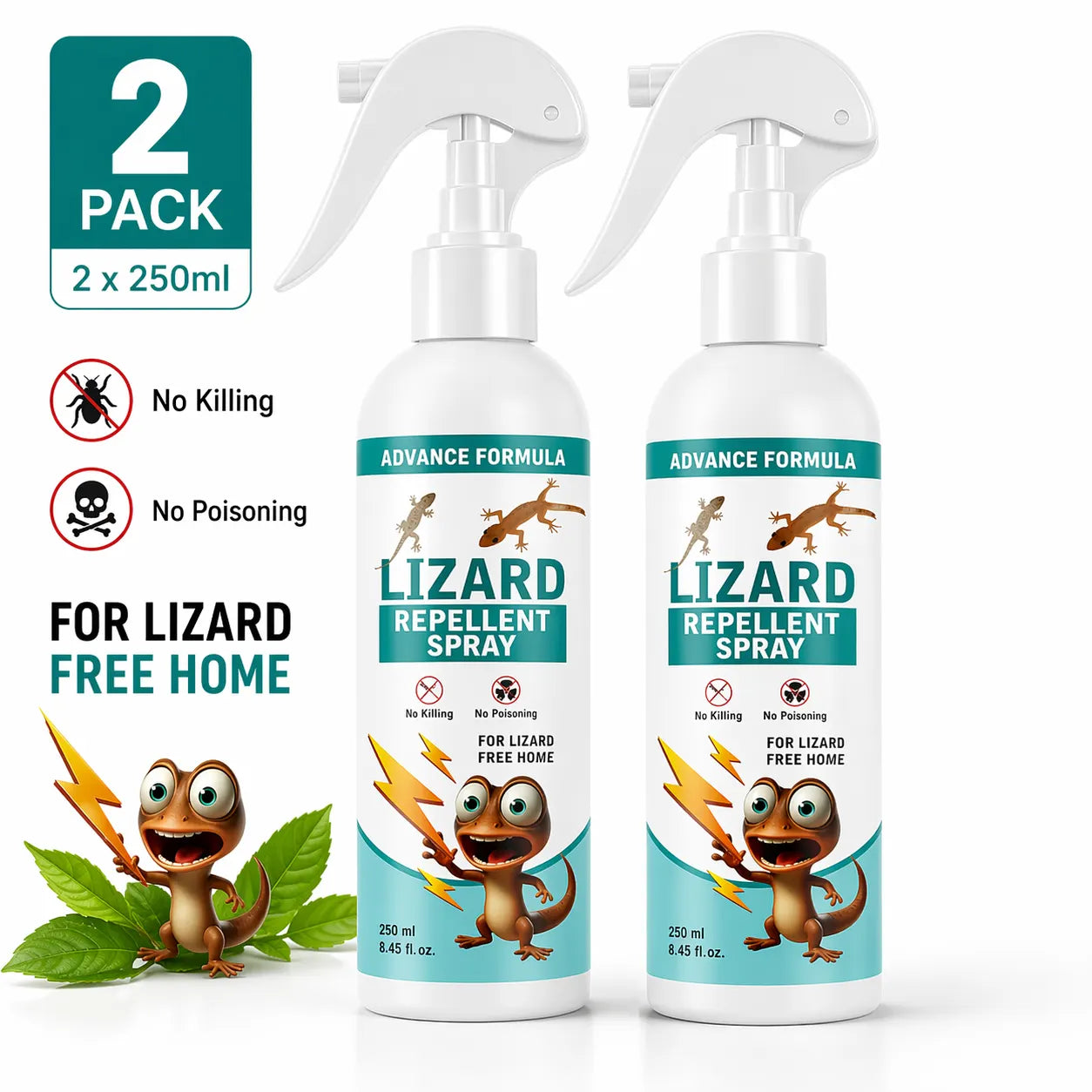 Lizard Repellent Spray for Home (Pack of 2) – Natural & Effective House Lizard Deterrent for Pest Control