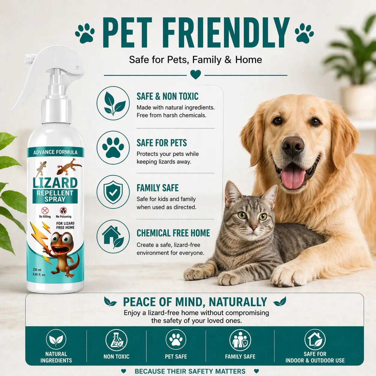 Lizard Repellent Spray for Home (Pack of 2) – Natural & Effective House Lizard Deterrent for Pest Control