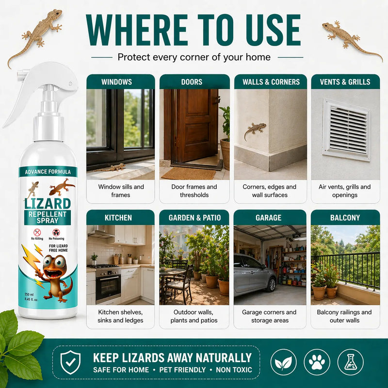Lizard Repellent Spray for Home (Pack of 2) – Natural & Effective House Lizard Deterrent for Pest Control