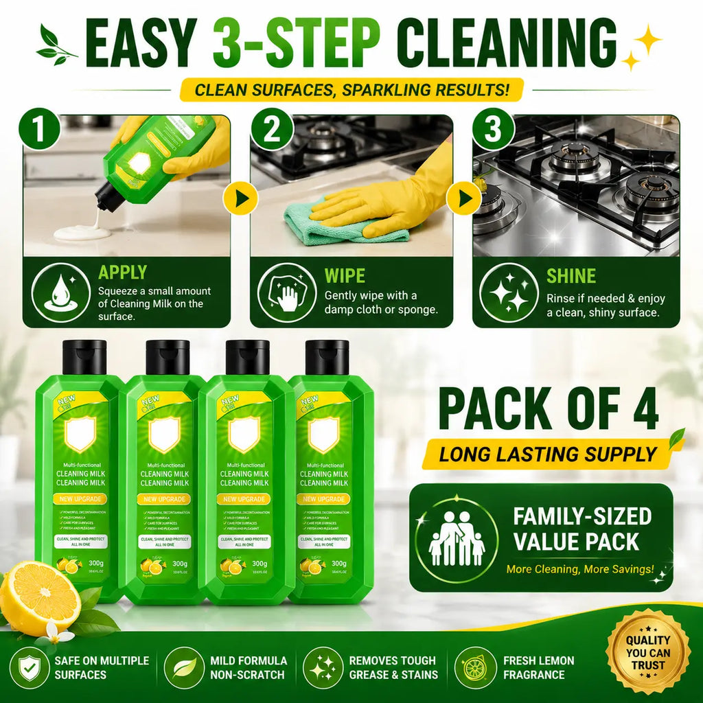 Multi-Purpose Kitchen Cleaner & Mopping Liquid (200ml, Pack of 4) – Powerful Heavy-Duty Stain Remover & Degreaser Cream