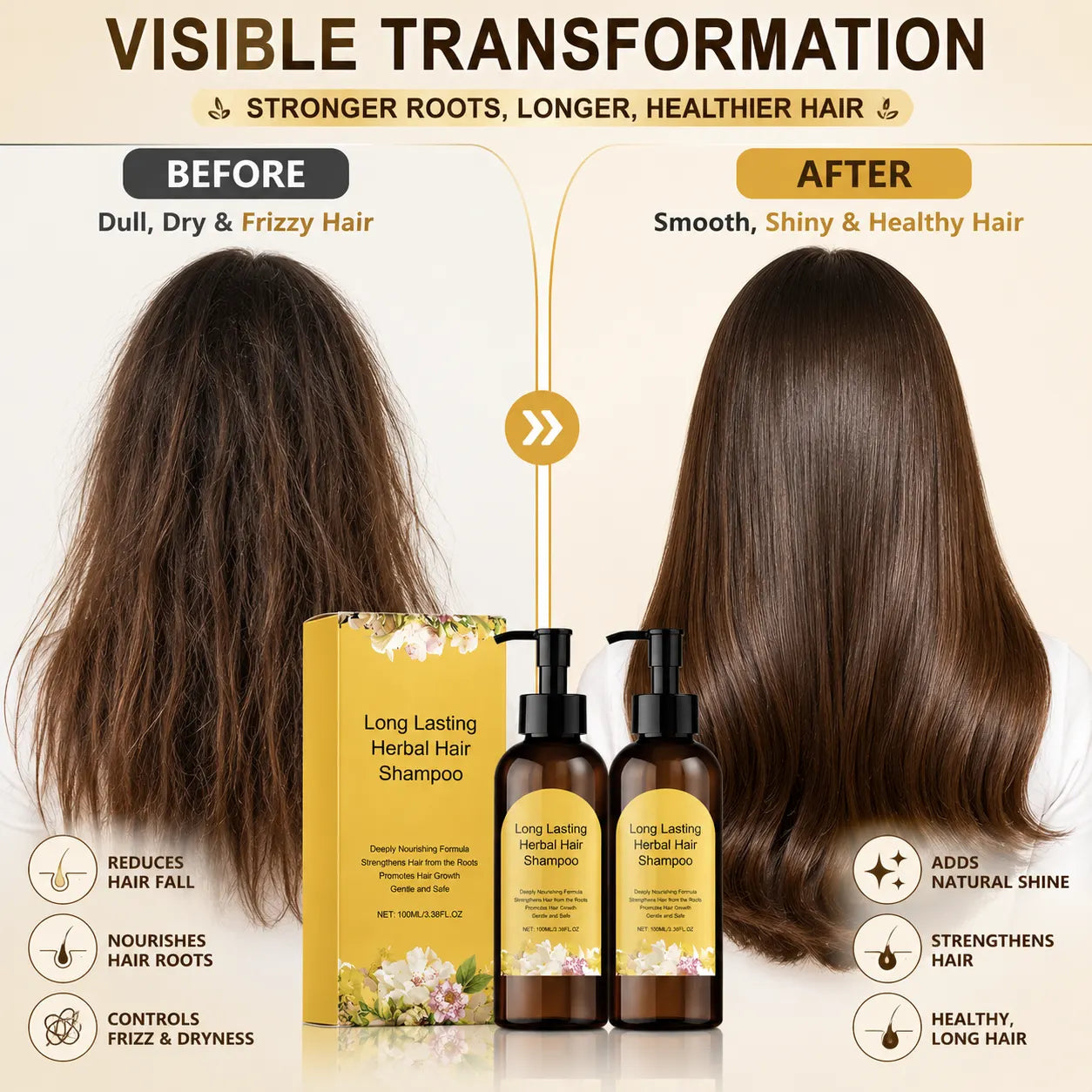 Natural Herbal Hair Shampoo (Buy 1 Get 1 FREE) – Ayurvedic Hair Fall Control & Cleansing Formula