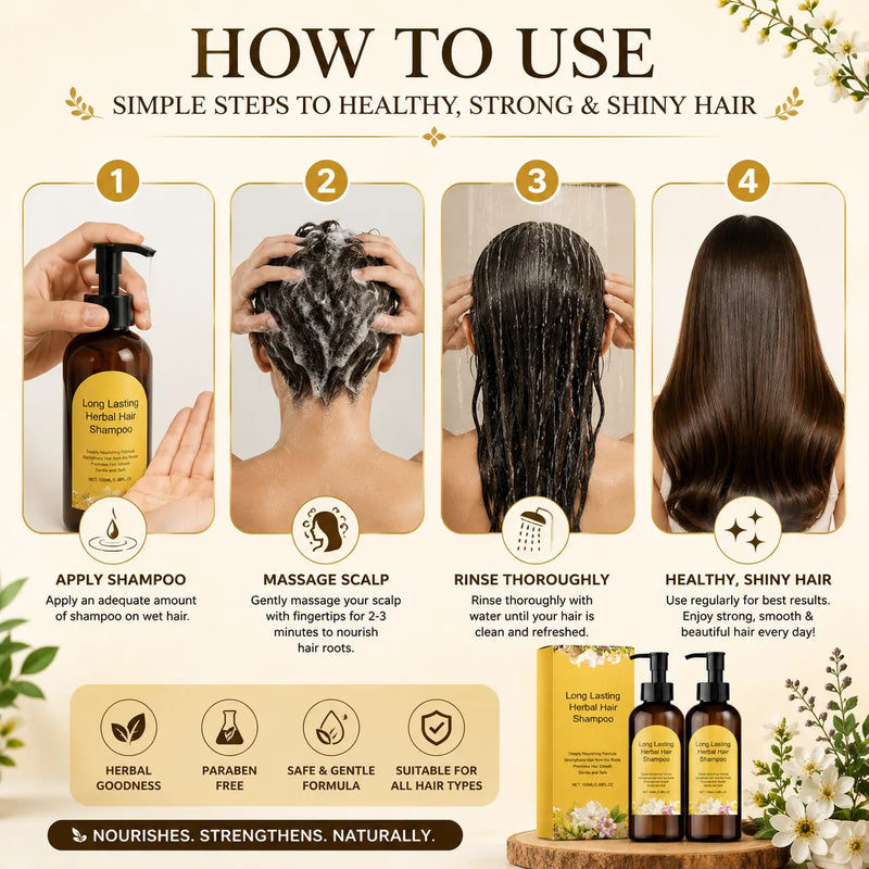 Natural Herbal Hair Shampoo (Buy 1 Get 1 FREE) – Ayurvedic Hair Fall Control & Cleansing Formula