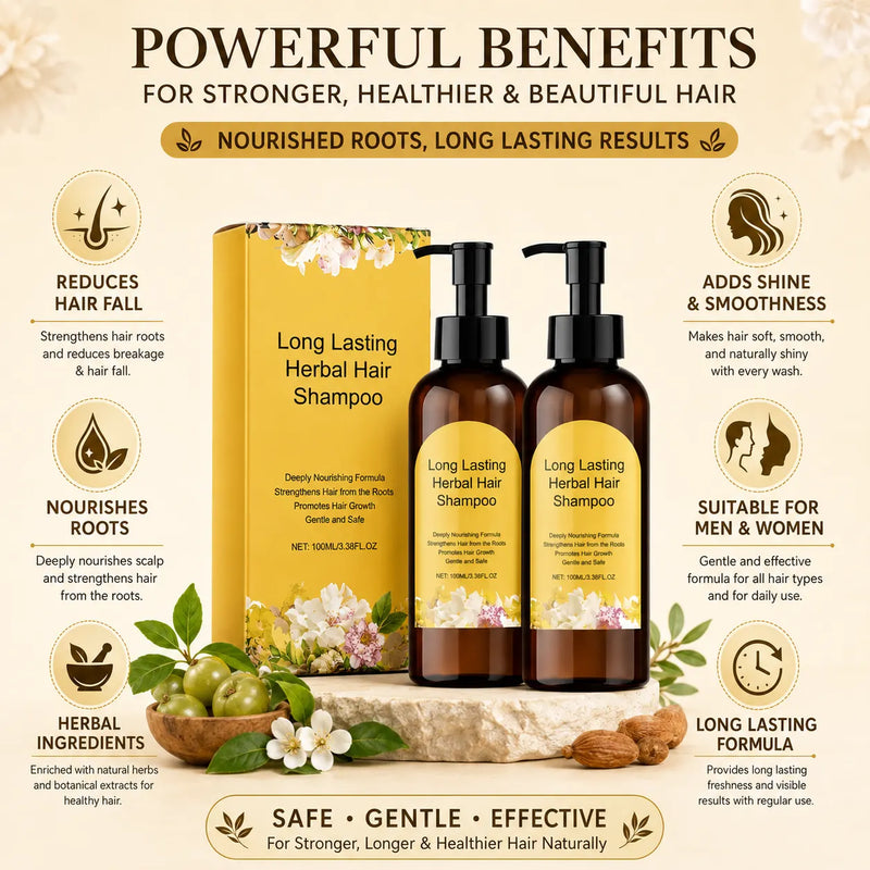 Natural Herbal Hair Shampoo (Buy 1 Get 1 FREE) – Ayurvedic Hair Fall Control & Cleansing Formula