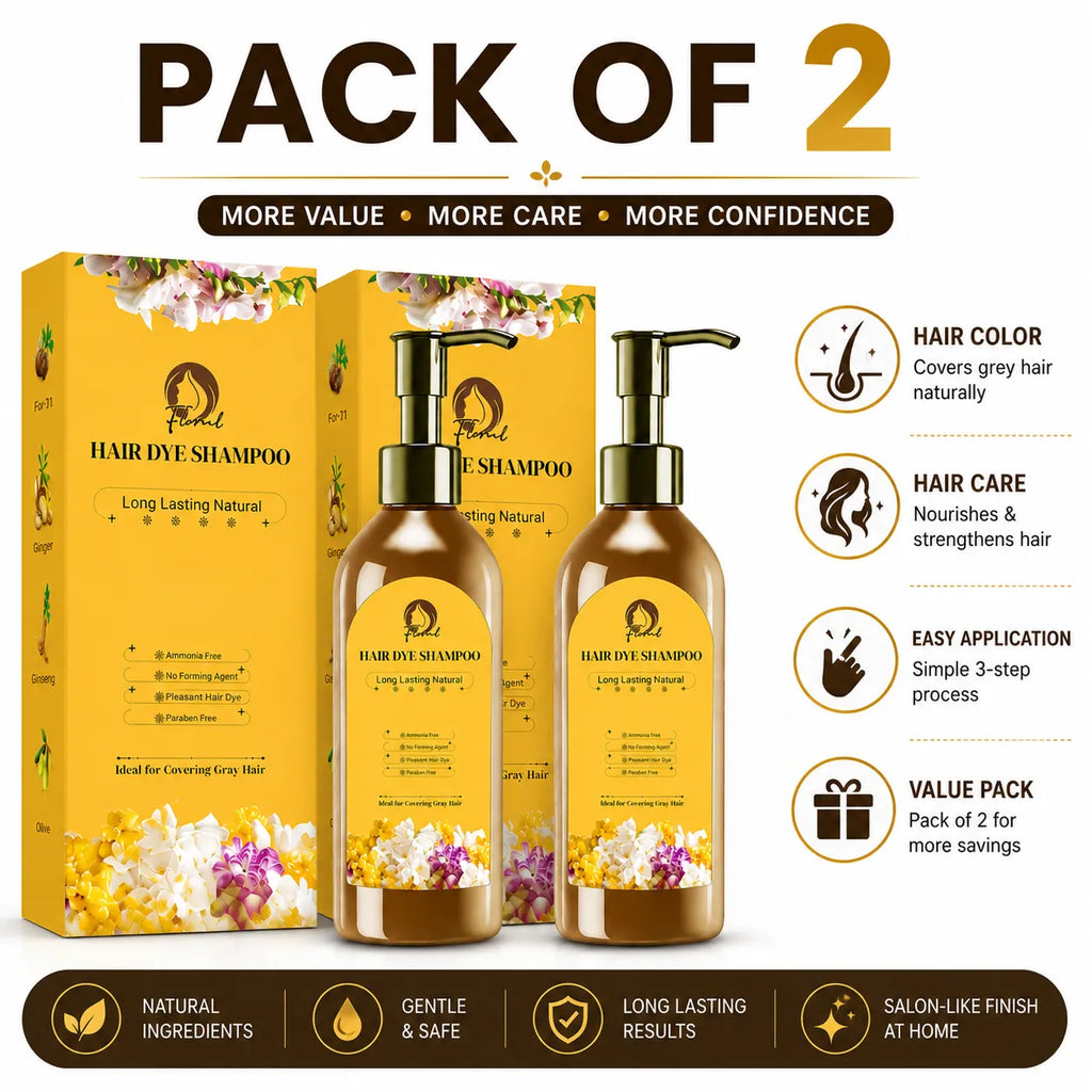 Natural Long Lasting Hair Dye Shampoo (Pack of 2) – Hair Dye Color Shampoo for Men & Women