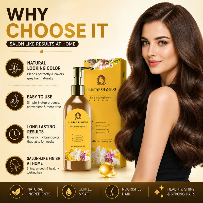 Natural Long Lasting Hair Dye Shampoo (Pack of 2) – Hair Dye Color Shampoo for Men & Women