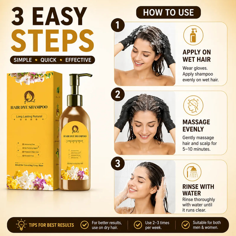 Natural Long Lasting Hair Dye Shampoo (Pack of 2) – Hair Dye Color Shampoo for Men & Women