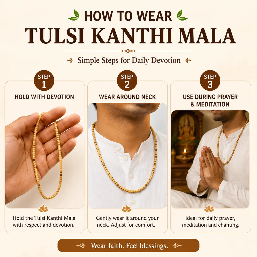 Original Tulsi Kanthi Mala – 100% Authentic Holy Basil Wood Tulsi Mala for Neck