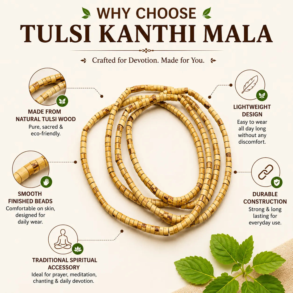 Original Tulsi Kanthi Mala – 100% Authentic Holy Basil Wood Tulsi Mala for Neck