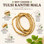 Original Tulsi Kanthi Mala – 100% Authentic Holy Basil Wood Tulsi Mala for Neck