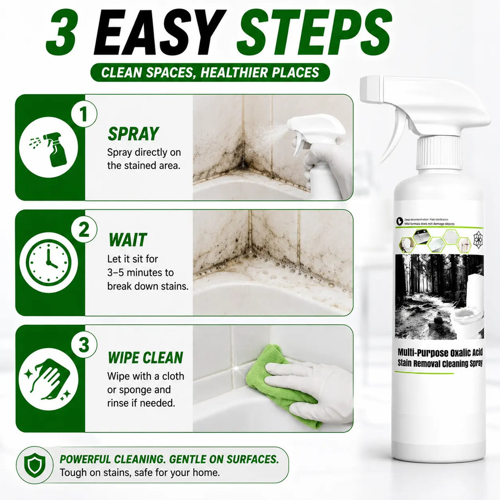 Oxalic Acid Cleaner & Stain Removal Spray (200ml, Pack of 2) – Hard Water, Tile & Rust Remover for Bathroom