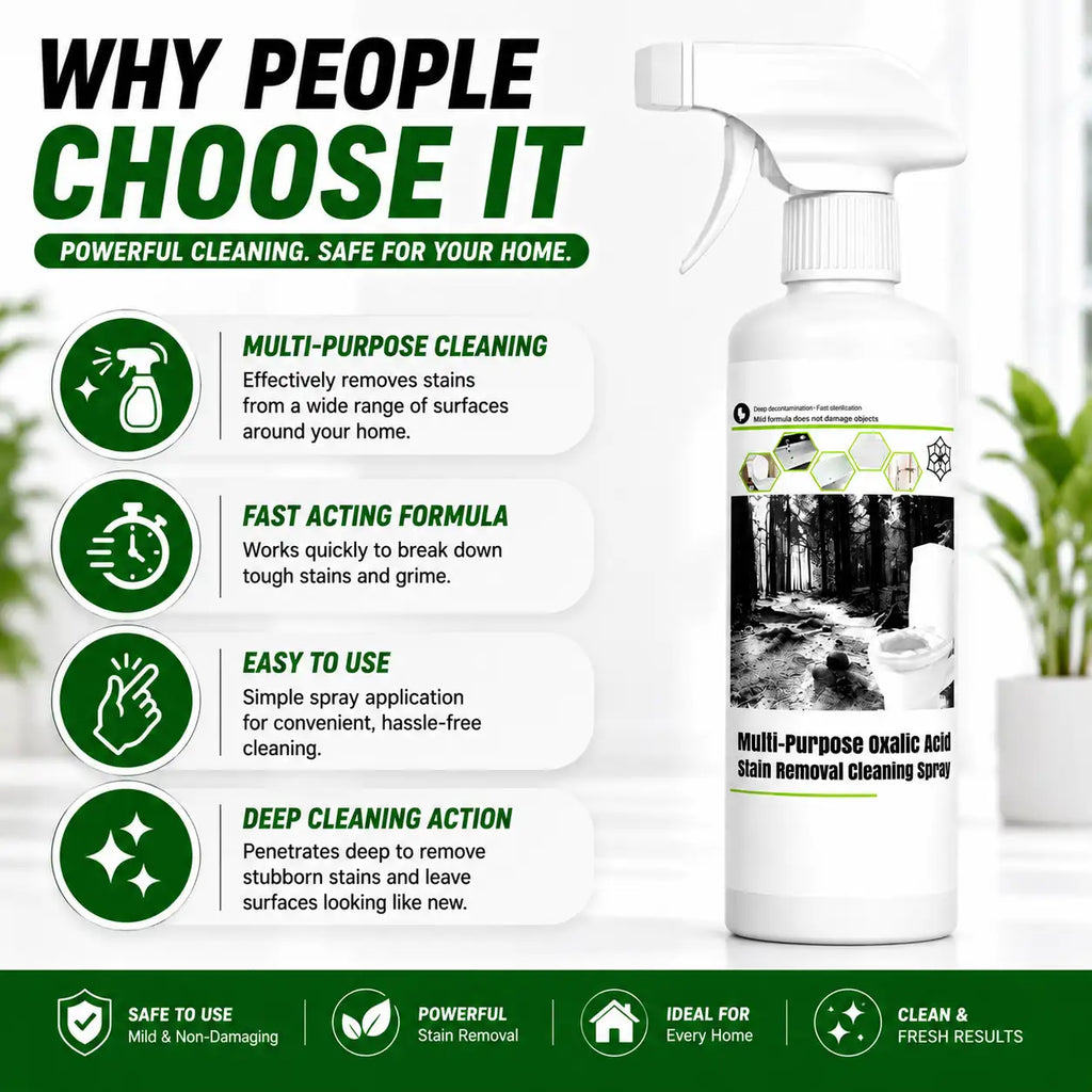 Oxalic Acid Cleaner & Stain Removal Spray (200ml, Pack of 2) – Hard Water, Tile & Rust Remover for Bathroom