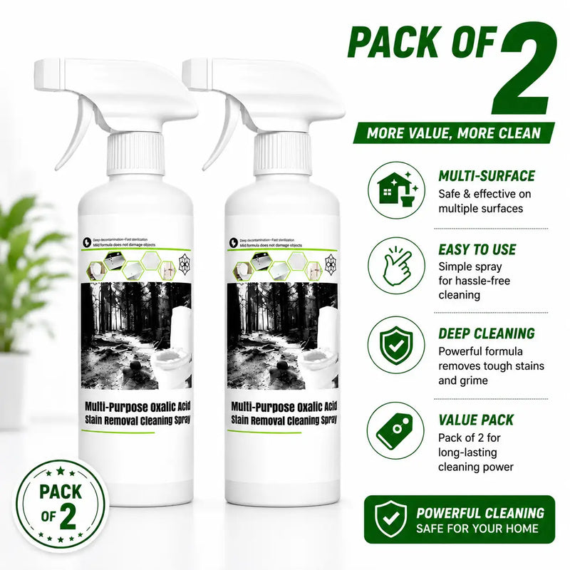 Oxalic Acid Cleaner & Stain Removal Spray (200ml, Pack of 2) – Hard Water, Tile & Rust Remover for Bathroom