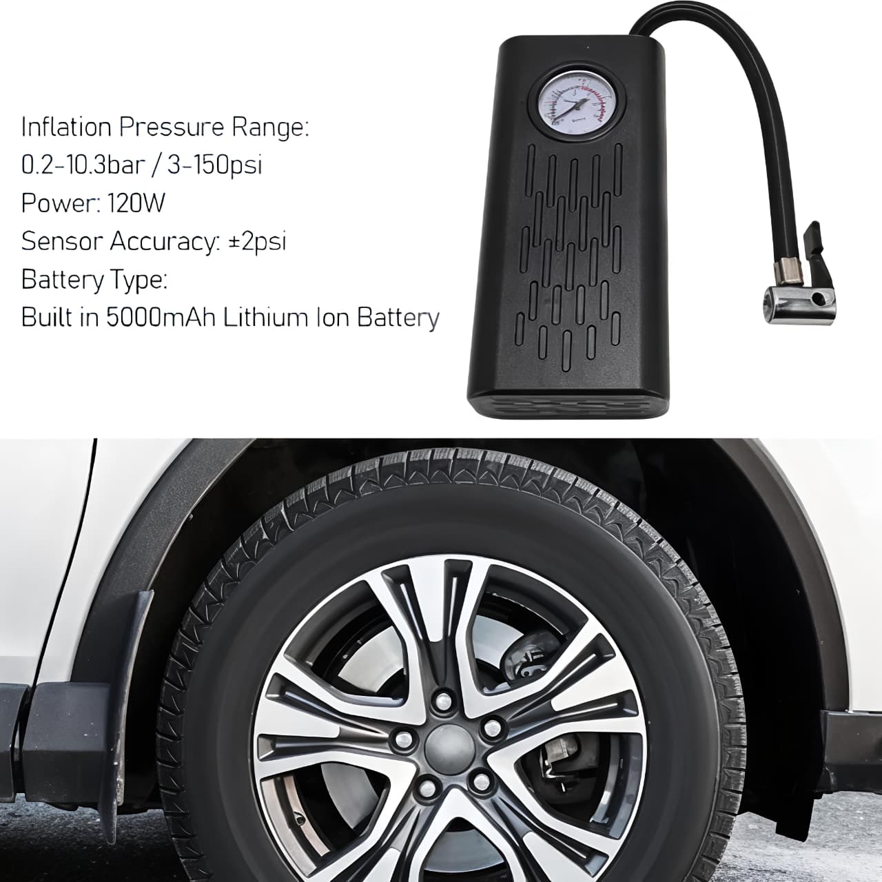 Automatic Portable Air Compressor & Tire Inflator – High-Pressure Rechargeable Pump with Digital Display for Cars, Bikes & Balls