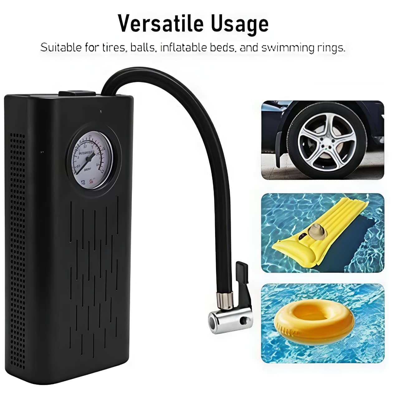 Automatic Portable Air Compressor & Tire Inflator – High-Pressure Rechargeable Pump with Digital Display for Cars, Bikes & Balls