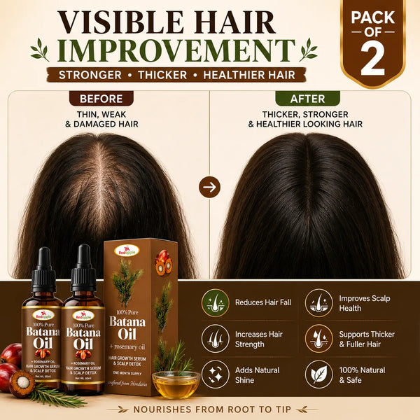 100% Pure Batana Hair Oil with Rosemary for Hair Growth - Raw & Natural (30ml, Pack of 2)