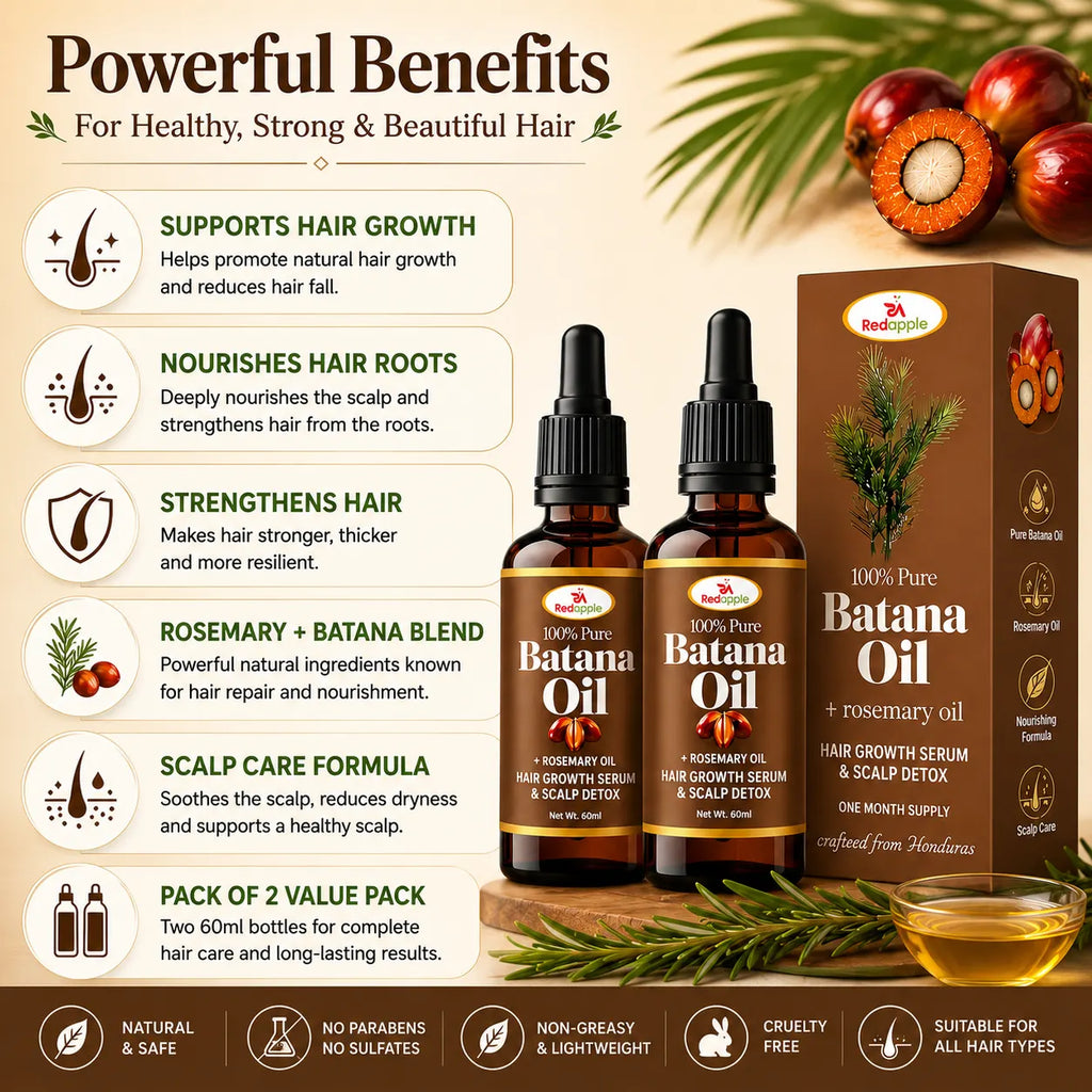 100% Pure Batana Hair Oil with Rosemary for Hair Growth - Raw & Natural (30ml, Pack of 2)