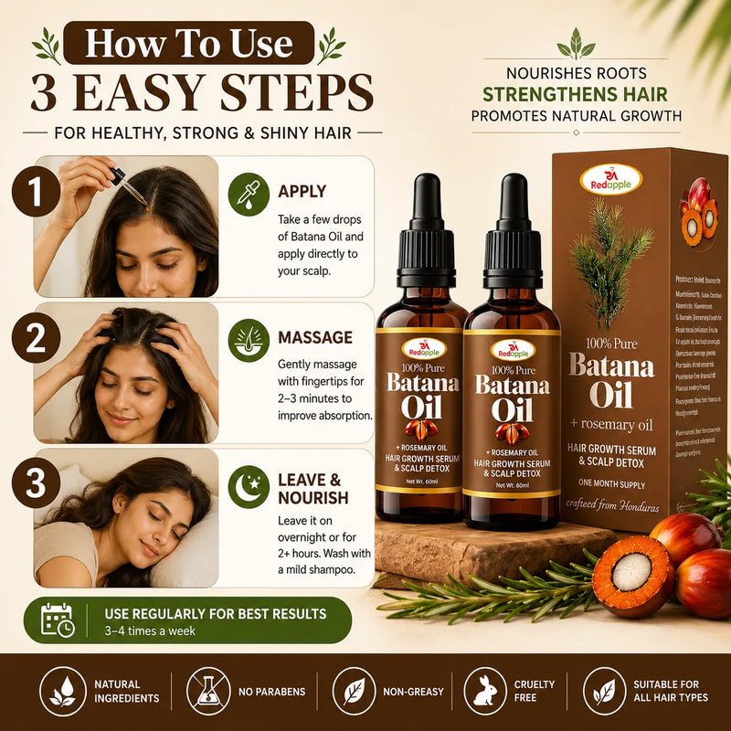 100% Pure Batana Hair Oil with Rosemary for Hair Growth - Raw & Natural (30ml, Pack of 2)
