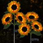 Solar Sunflower Lights Outdoor - Decorative Solar Garden Light & Pathway Stake Lights for Yard, Flower Bed, Patio Decor (Waterproof)