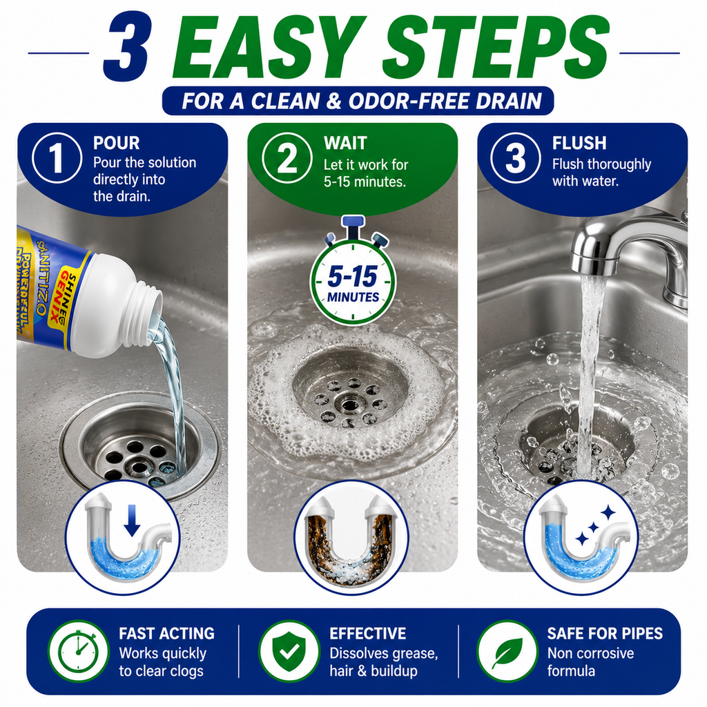 Sanitizo Drain Cleaner Powder (Pack of 4) – Powerful Sink & Drain Pipe Declogger