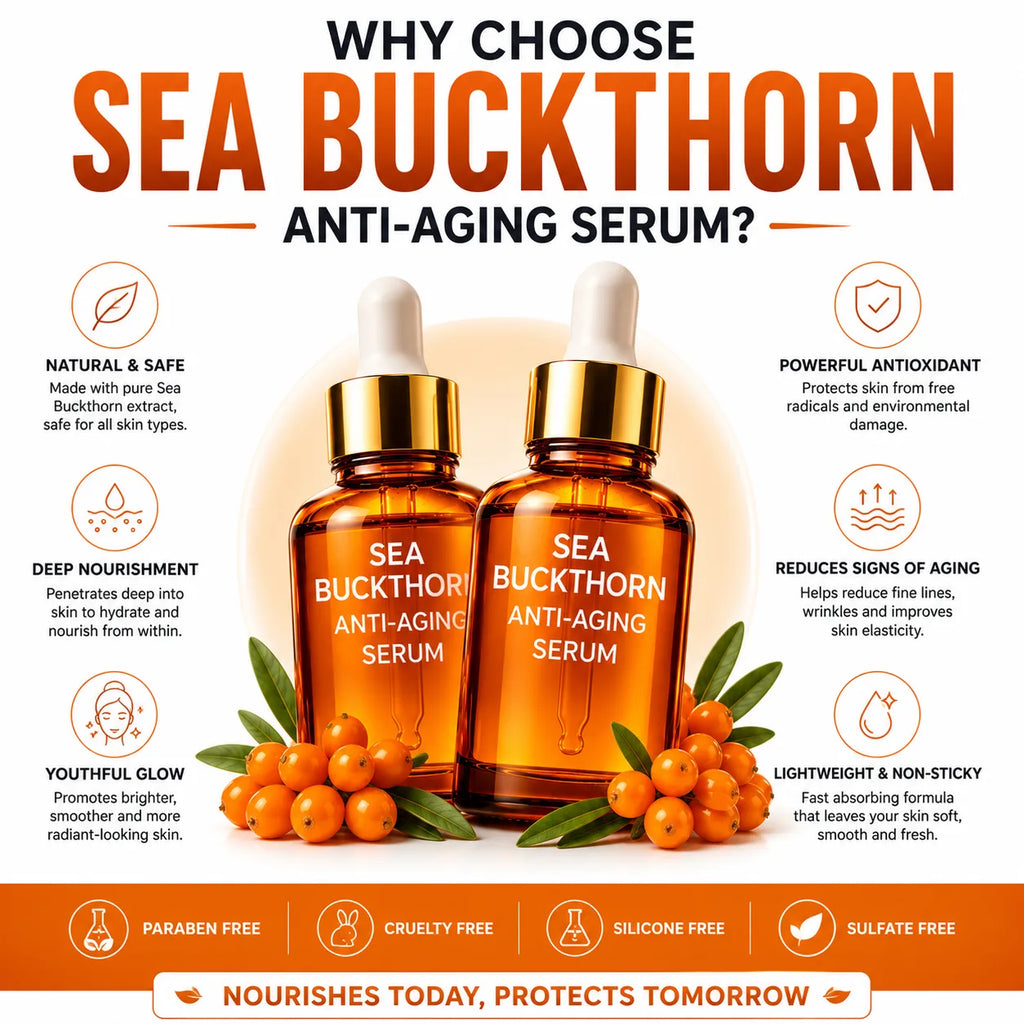 (Pack of 2) Sea Buckthorn Face Serum Glow Booster Oil – Premium Sea Buckthorn Oil Skincare for Radiance