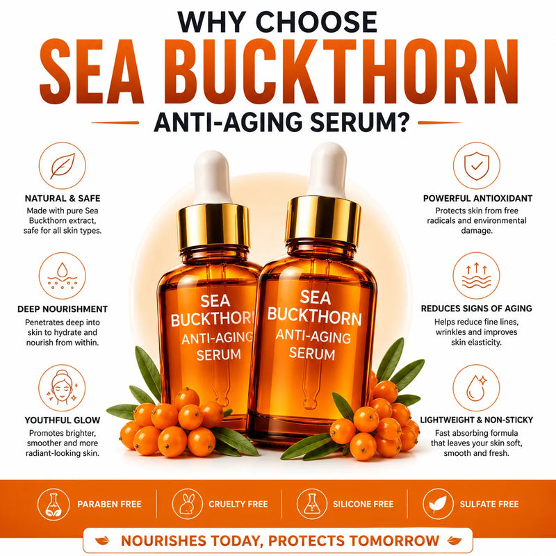 (Pack of 2) Sea Buckthorn Face Serum Glow Booster Oil – Premium Sea Buckthorn Oil Skincare for Radiance