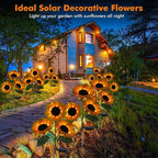 Solar Sunflower Lights Outdoor - Decorative Solar Garden Light & Pathway Stake Lights for Yard, Flower Bed, Patio Decor (Waterproof)