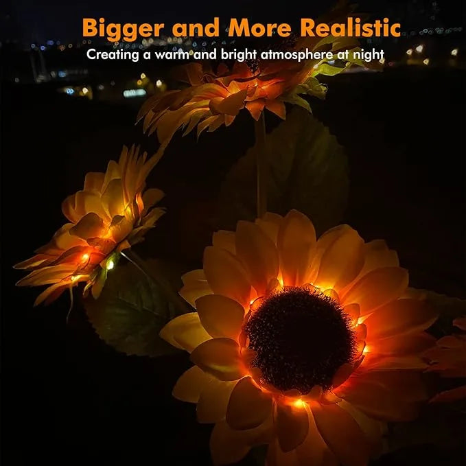 Solar Sunflower Lights Outdoor - Decorative Solar Garden Light & Pathway Stake Lights for Yard, Flower Bed, Patio Decor (Waterproof)