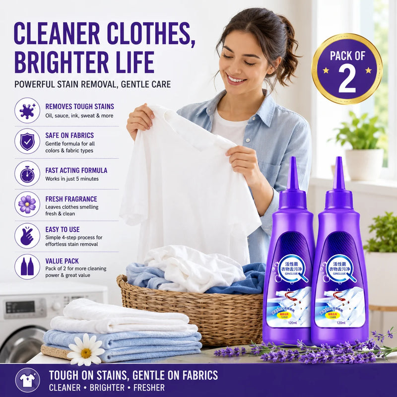 Stain Remover for Clothes (Pack of 2) – Portable Roll-On Fabric Stain Cleaner & Ball Pen Ink Spot Remover