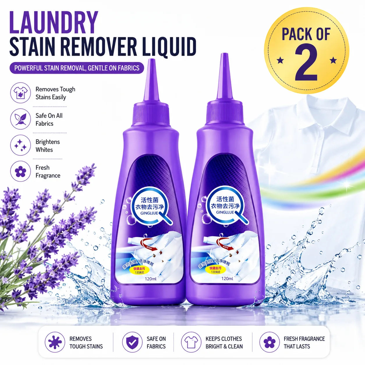 Stain Remover for Clothes (Pack of 2) – Portable Roll-On Fabric Stain Cleaner & Ball Pen Ink Spot Remover