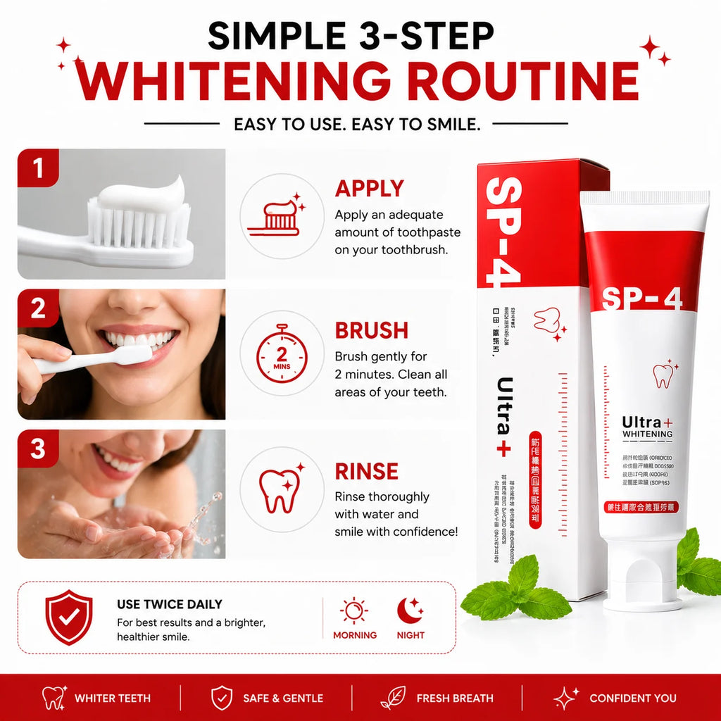(Pack of 2) Tooth Whitening Toothpaste for Sensitive Teeth – Premium Teeth Bleaching White Paste & Stain Remover