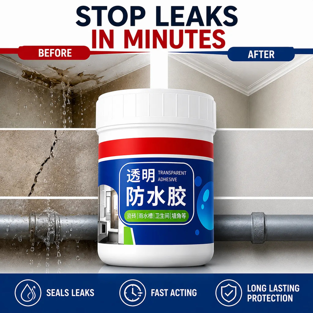 Transparent Waterproof Glue Liquid (Pack of 2) – Anti-Leakage Adhesive Waterproof Sealant for Roof & Bathroom