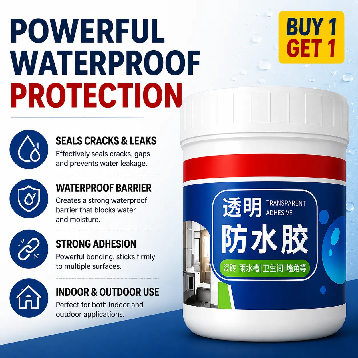 Transparent Waterproof Glue Liquid (Pack of 2) – Anti-Leakage Adhesive Waterproof Sealant for Roof & Bathroom