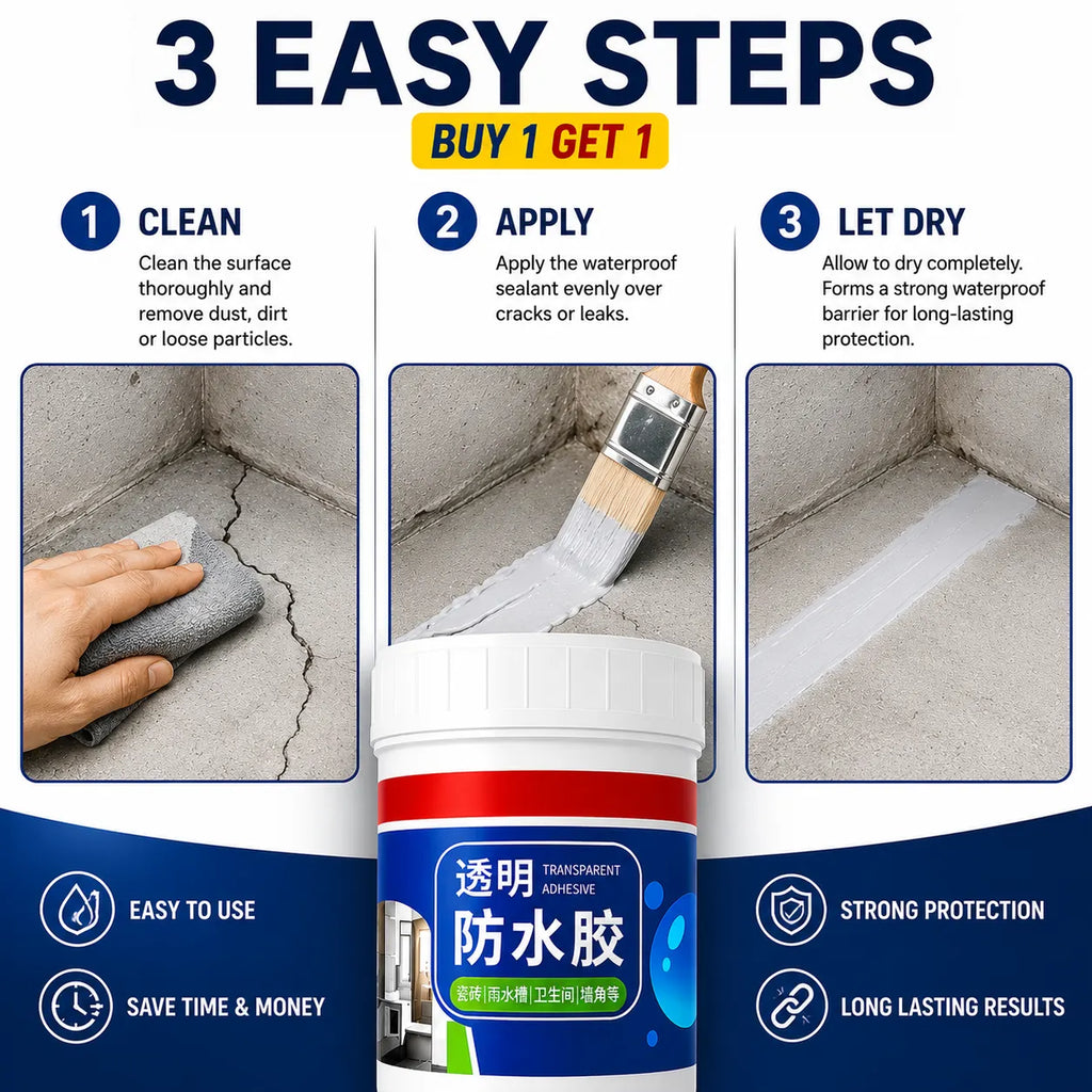 Transparent Waterproof Glue Liquid (Pack of 2) – Anti-Leakage Adhesive Waterproof Sealant for Roof & Bathroom