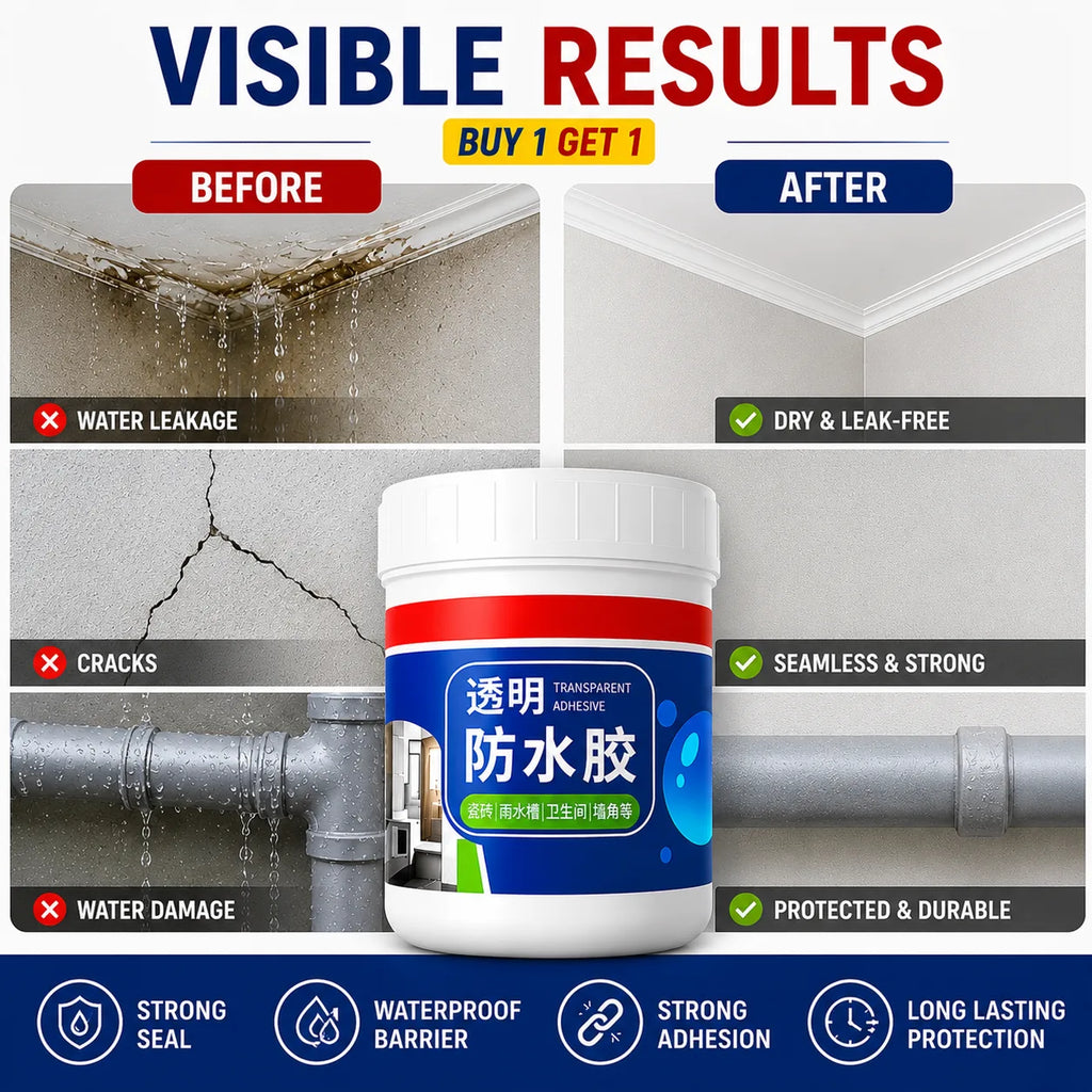 Transparent Waterproof Glue Liquid (Pack of 2) – Anti-Leakage Adhesive Waterproof Sealant for Roof & Bathroom