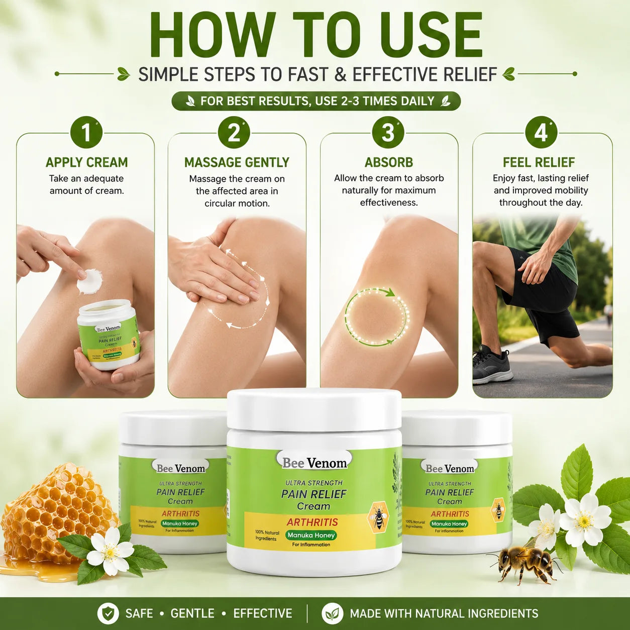 Ultra Strength Pain Relief Cream (100g, Pack of 3) – Advanced Pain Relief Cream for Joints & Muscles