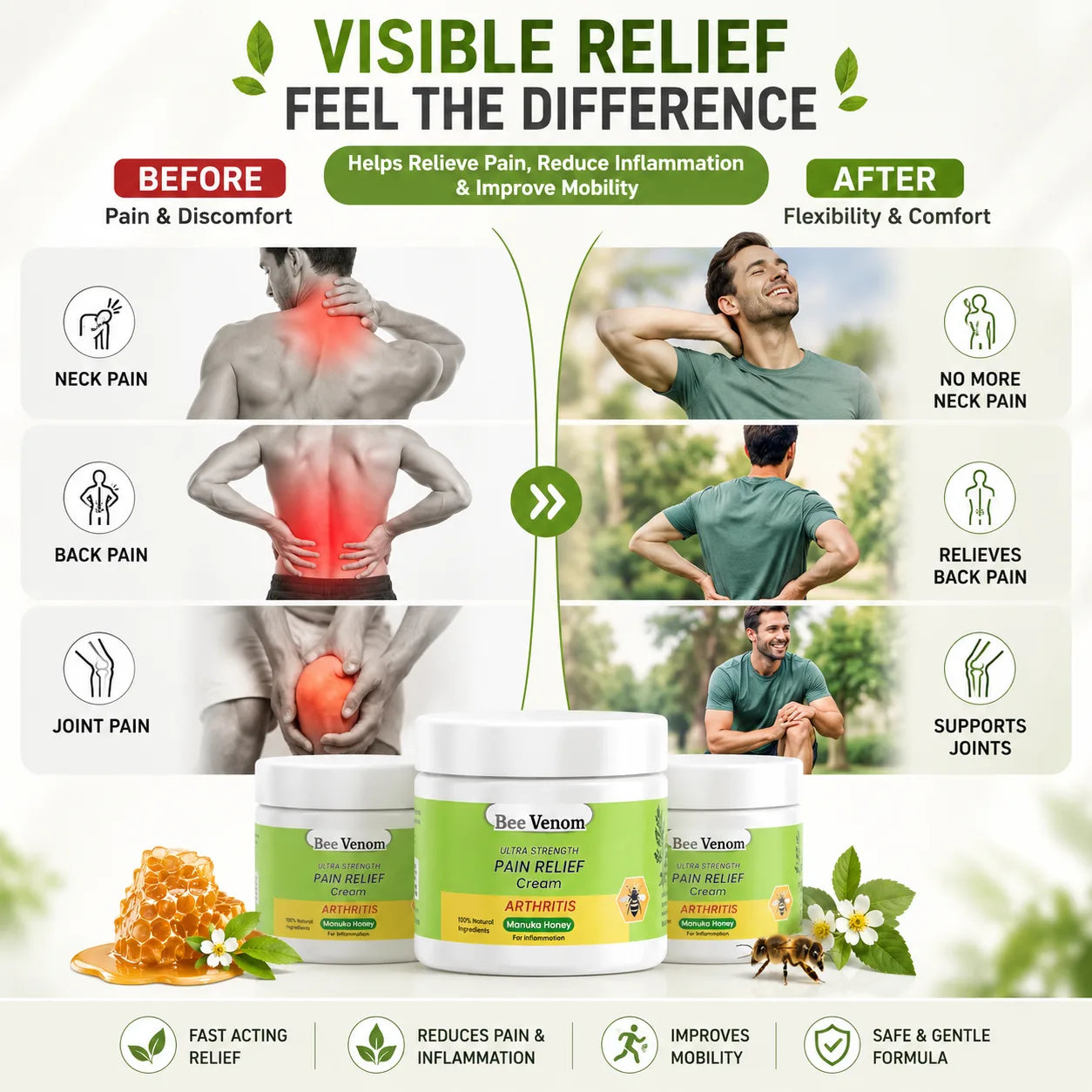 Ultra Strength Pain Relief Cream (100g, Pack of 3) – Advanced Pain Relief Cream for Joints & Muscles