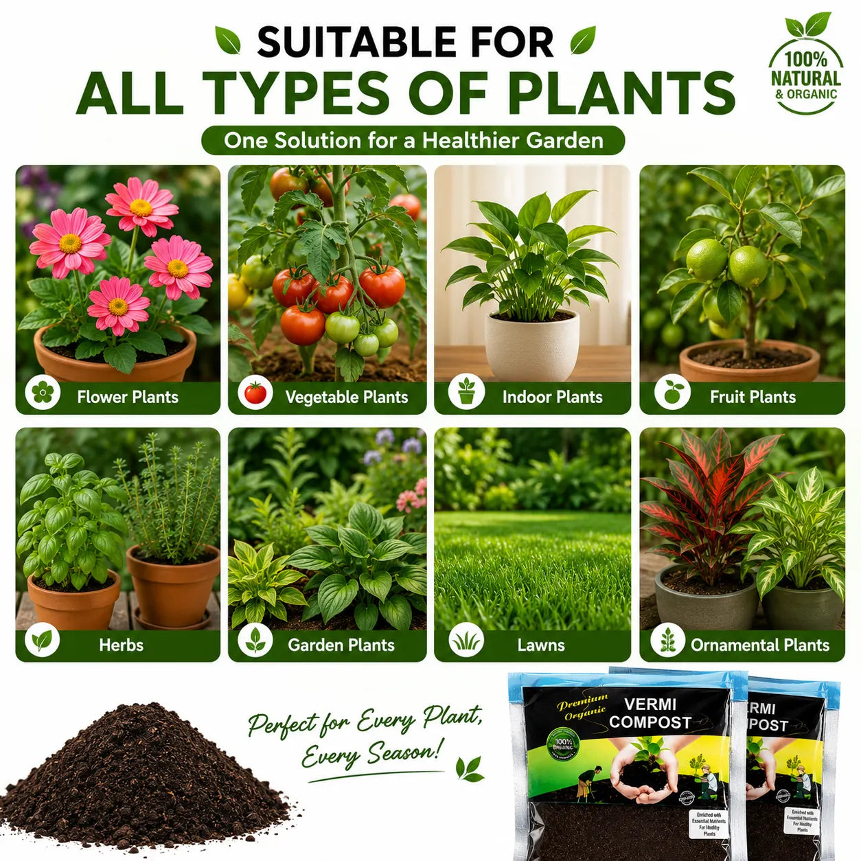 Vermi Compost Organic Vermicompost (Pack of 2) – Premium Vermicompost Fertilizer for Plants & Home Gardening