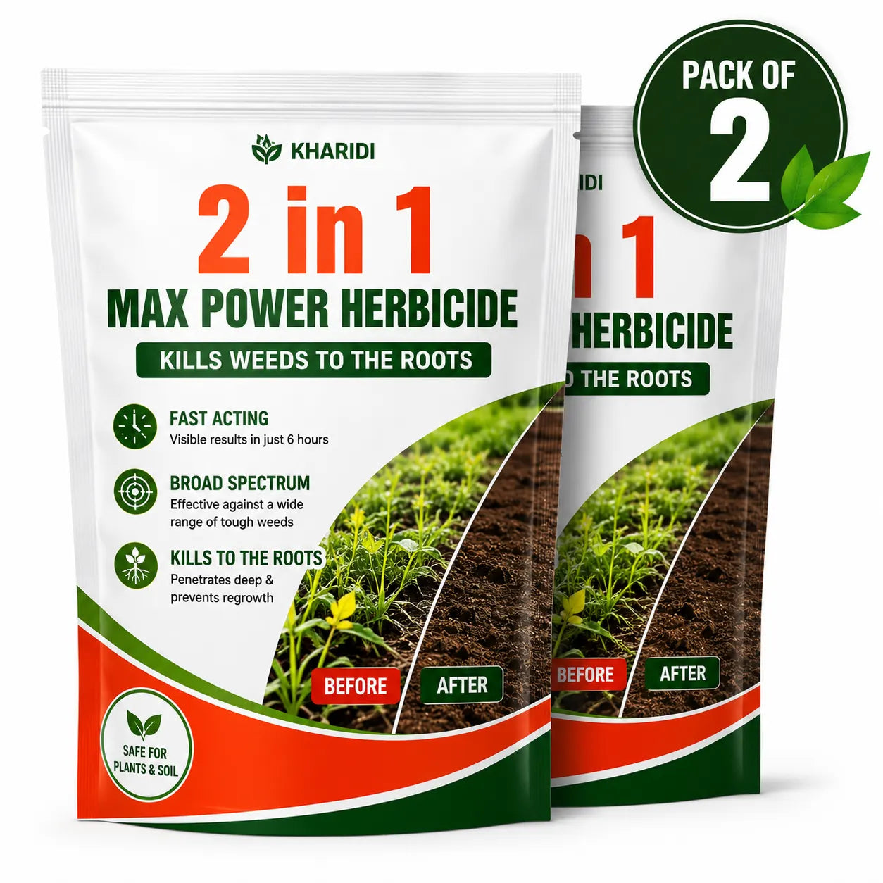 Weed Killer Herbicide (Pack of 2) – Fast Acting Root Control Formula for Garden & Lawn