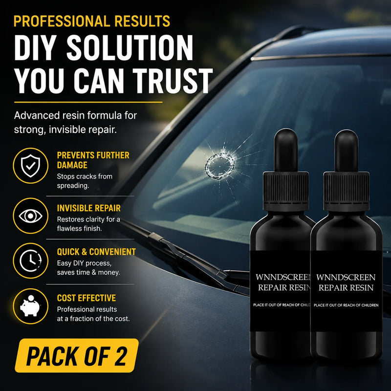 Windshield Repair Resin Kit for Cracks & Chips (Pack of 2) – Car Glass Crack Repair Liquid Adhesive
