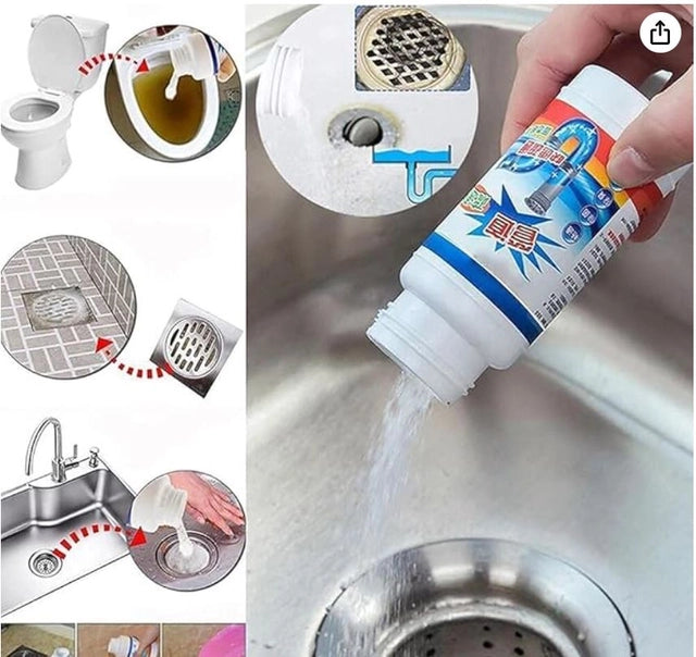 (Pack of 4) Drain Cleaner Powder Drain Pipe Declogger – Powerful Kitchen Sink, Wash Basin & Toilet Clog Remover with Odor Eliminator