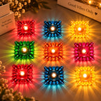 (Pack of 12) Decorative Diwali Diyas 3D Reflection Diya – Multicolour Floating Oil Lamp & Candle Diya for Festive Home Decoration