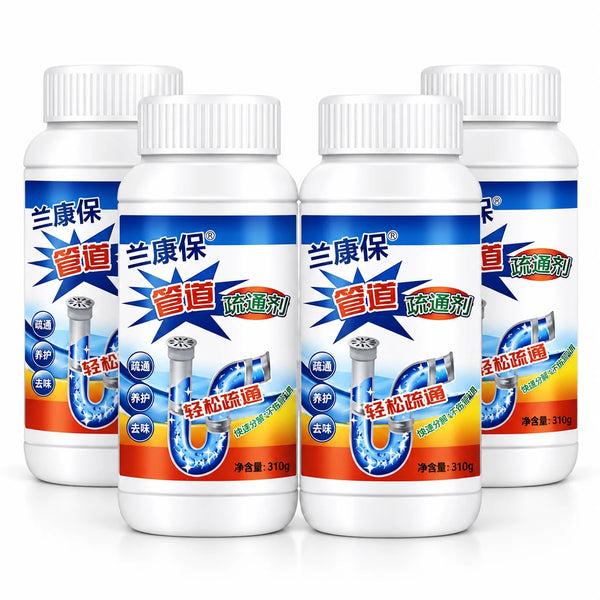 (Pack of 4) Drain Cleaner Powder Drain Pipe Declogger – Powerful Kitchen Sink, Wash Basin & Toilet Clog Remover with Odor Eliminator