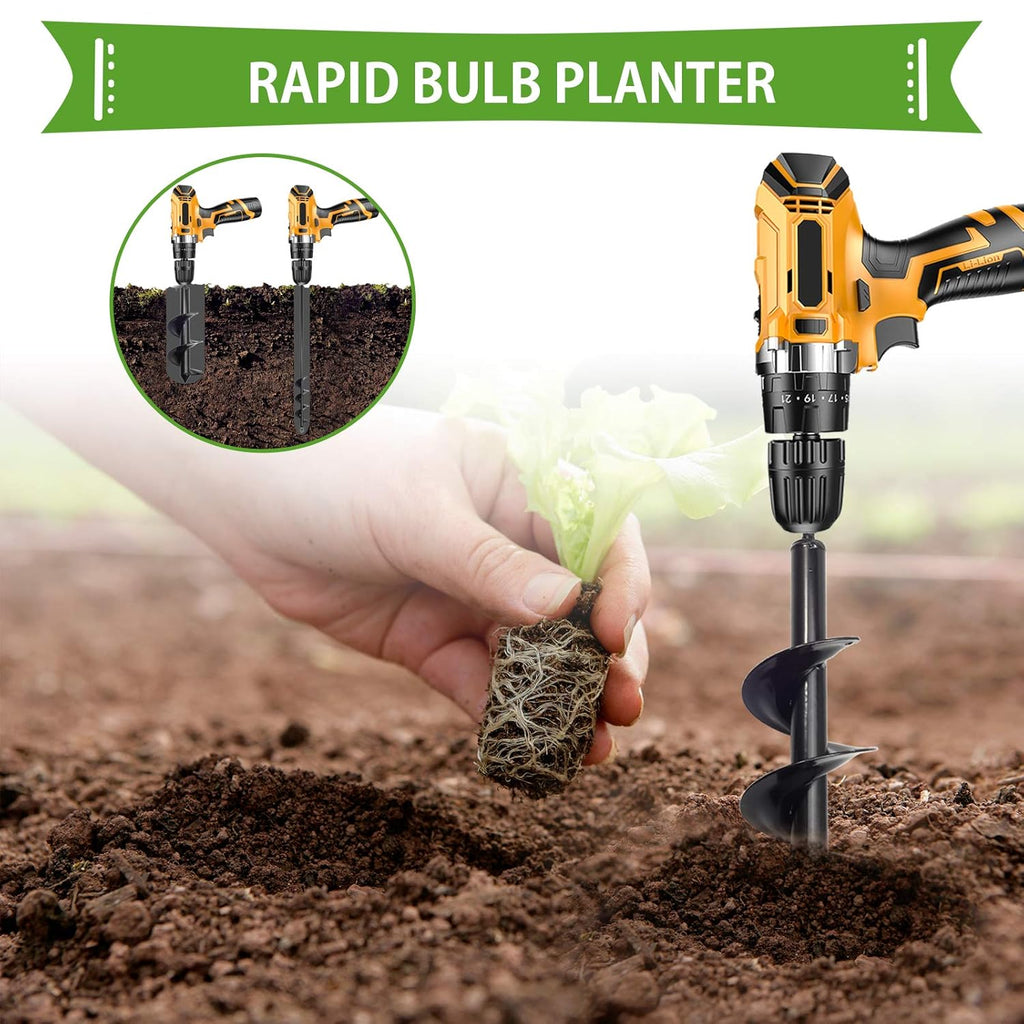 Heavy-Duty Earth Auger Drill Bit for Planting – Garden Spiral Bulb Planter & Post Hole Digger