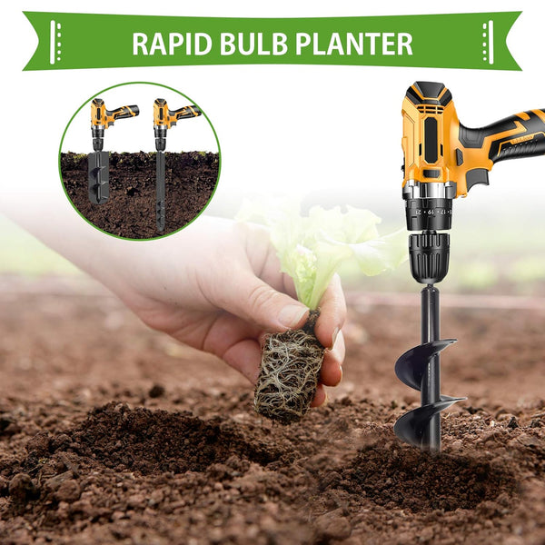 Heavy-Duty Earth Auger Drill Bit for Planting – Garden Spiral Bulb Planter & Post Hole Digger