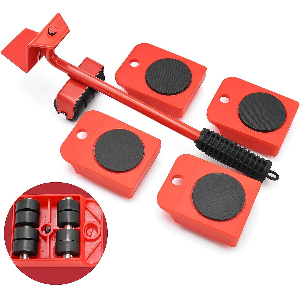 Furniture Lifter Heavy Furniture Moving Tools (5-Piece Set) – Heavy-Duty Furniture Shifter with 360° Rotating Roller Wheels for Sofa, Bed & Almirah